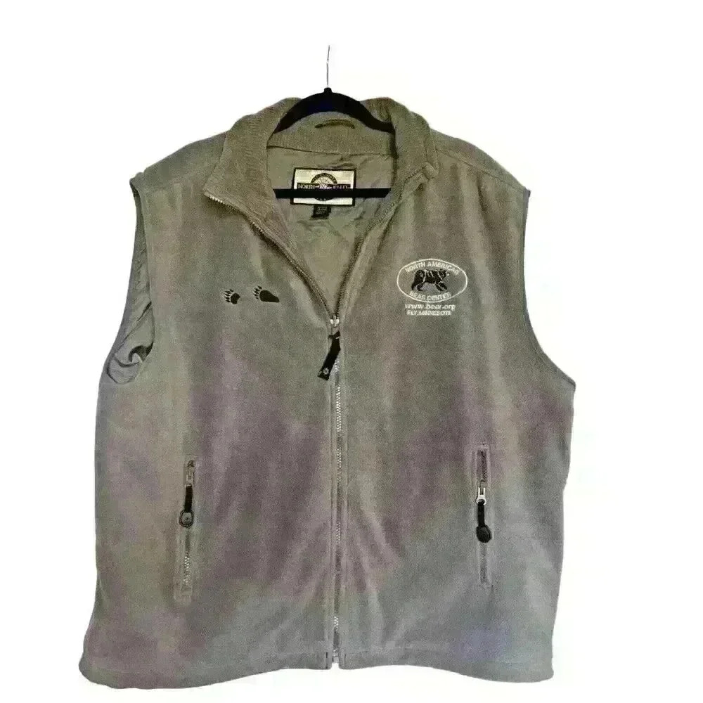 North‎ End Sz L Fleece Vest Embroidered Bear Center Cozy Cabin Core